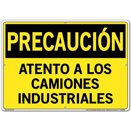 Vestil Aluminum Composite Sign, 14-1/2" Height, 20-1/2" Width, Aluminum Composite, Rectangle, Spanish SI-C-27-E-AC-130-S